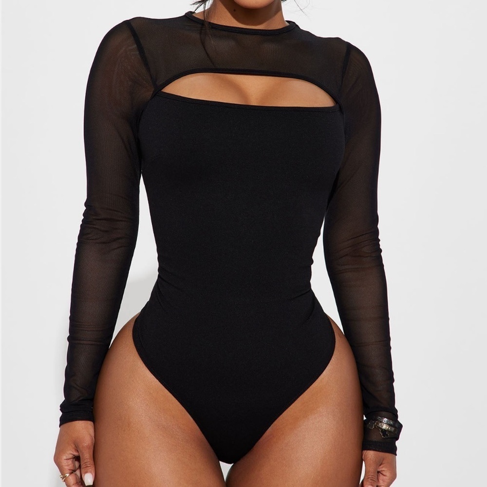 Mesh Black long-sleeve Bodysuit